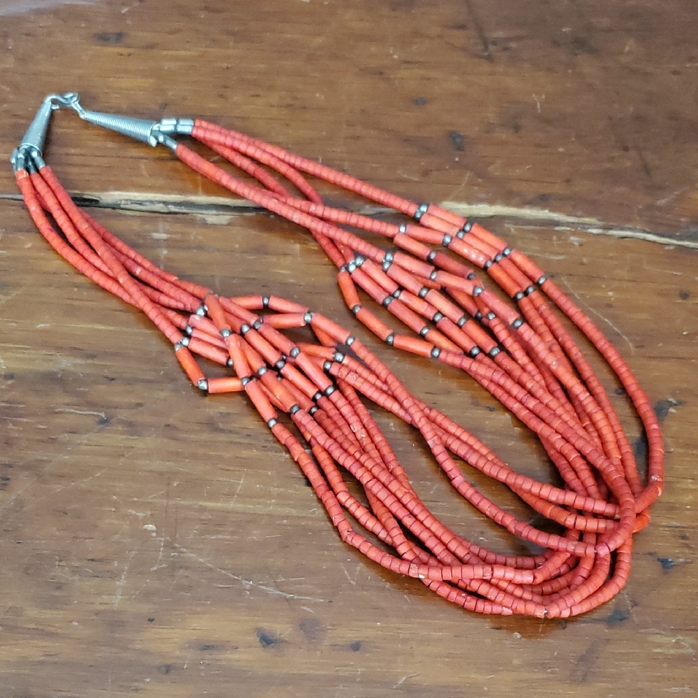 Handcrafted Multi-Strand Red Beaded Necklace - image 1